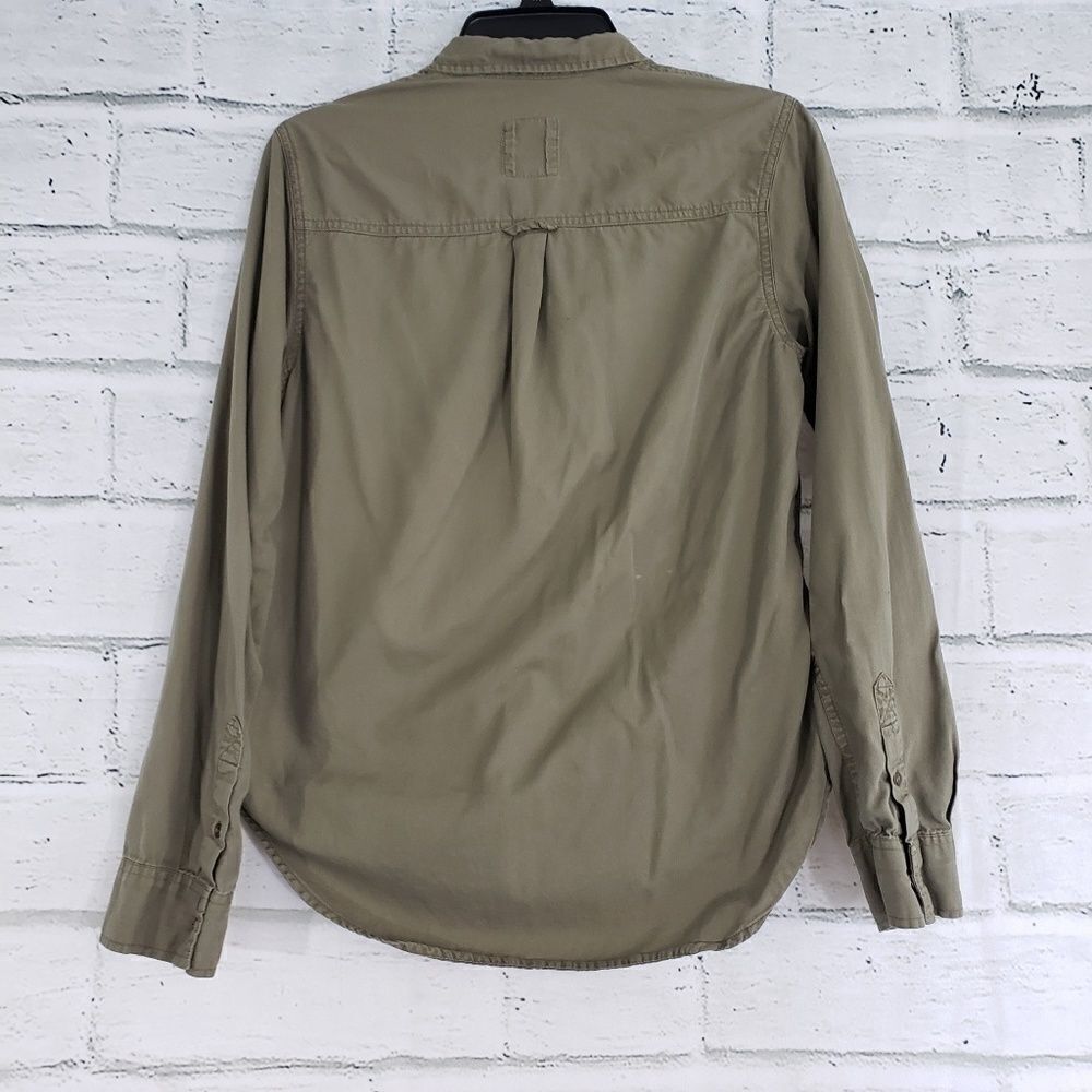 Hollister Green Size Small Long Sleeve Collared Military Olive Button Up Shirt - Picture 6 of 6
